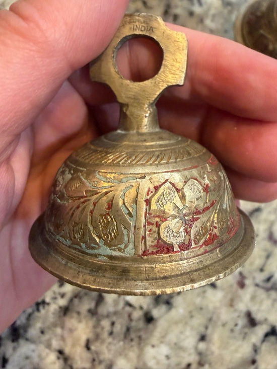 Vintage Indian Brass Elephant Claw Bells (Set of 3) - Picture 5 of 10